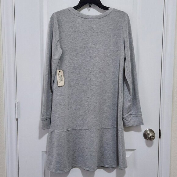 Mind Over Matter Women's M Gray French Terry Raglan Long Sleeve Dress - Picture 2 of 7